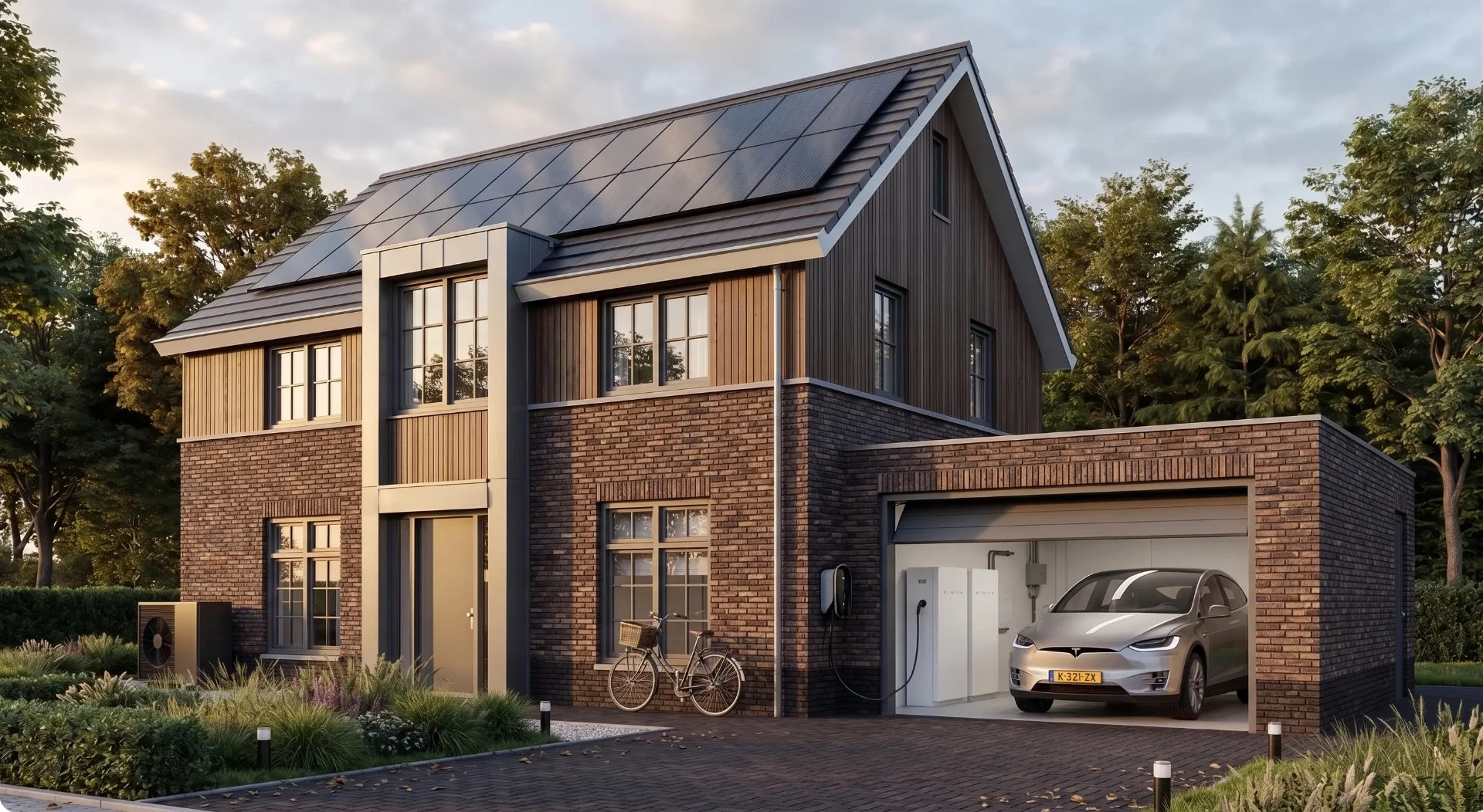 Zonnepanelen op een dak tegen een blauwe lucht
