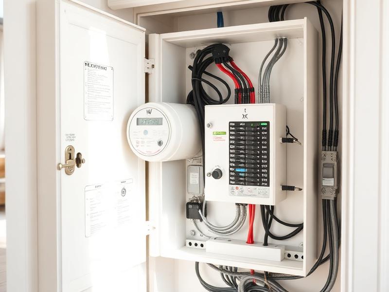 Opgeruimde meterkast met bekabeling en een aparte groep